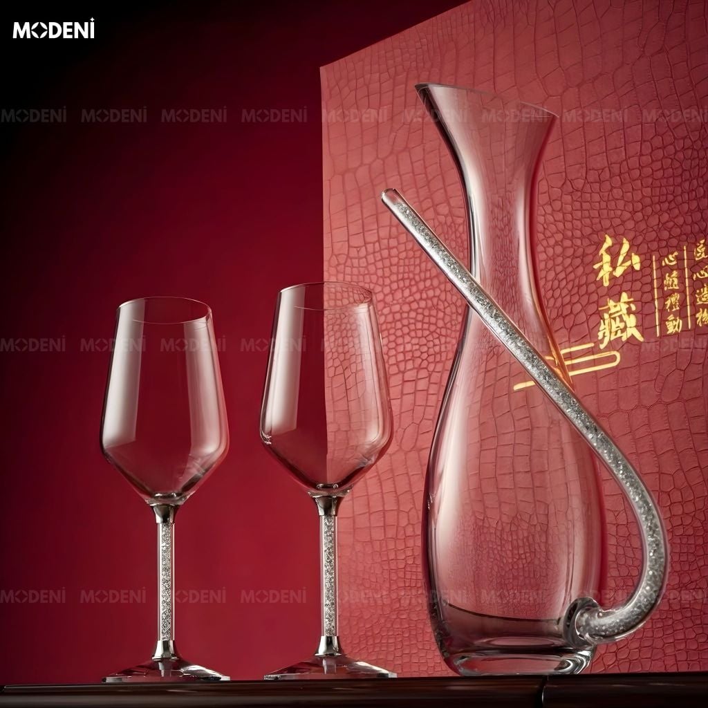 Bộ Bình Ly Rượu The BACKBONE Pha Lê Cao Cấp Quà Tặng Tân Gia Ánh Bạc Sang Trọng Đẳng Cấp