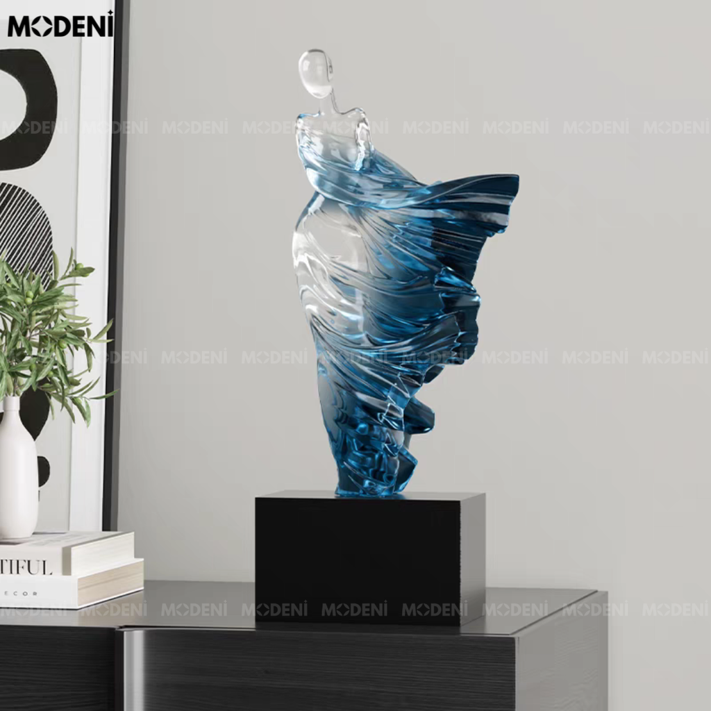 Tượng Breeze Blue Decor Nghệ Thuật Cao Cấp – Dáng Chuyển Động Mềm Mại, Tôn Vẻ Sang Trọng Cho Phòng Khách & Kệ Tủ
