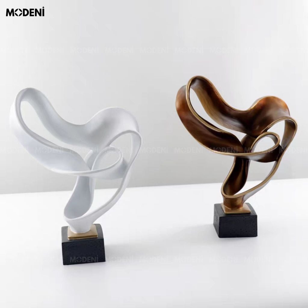 Tượng Trang Trí Oldel White Nghệ Thuật Trừu Tượng – Thiết Kế Lượn Sóng Độc Bản – Decor Kệ Tủ, Bàn Console Phong Cách Hiện Đại
