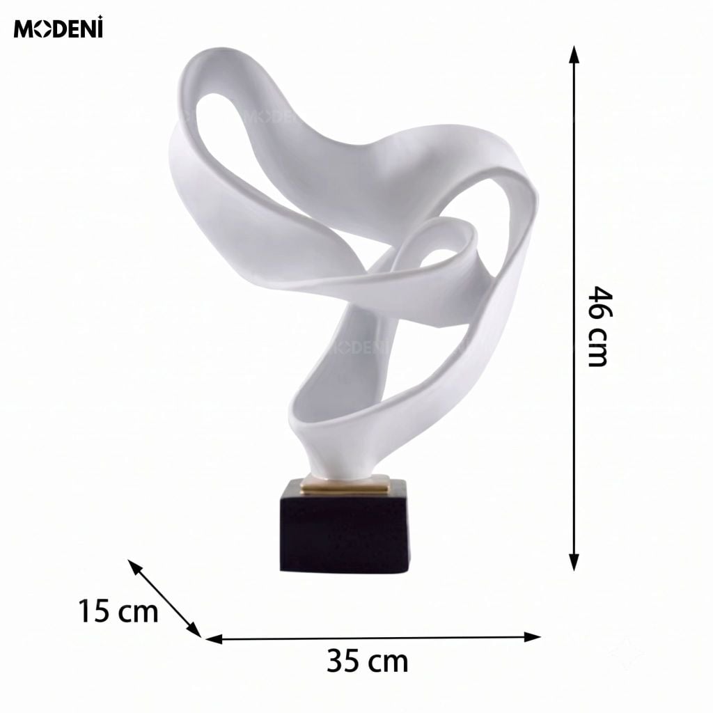 Tượng Trang Trí Oldel White Nghệ Thuật Trừu Tượng – Thiết Kế Lượn Sóng Độc Bản – Decor Kệ Tủ, Bàn Console Phong Cách Hiện Đại