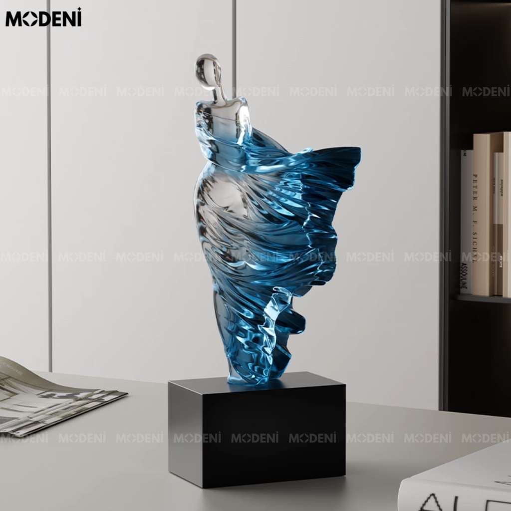 Tượng Breeze Blue Decor Nghệ Thuật Cao Cấp – Dáng Chuyển Động Mềm Mại, Tôn Vẻ Sang Trọng Cho Phòng Khách & Kệ Tủ
