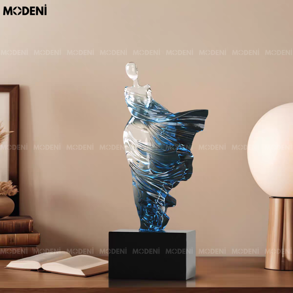 Tượng Breeze Blue Decor Nghệ Thuật Cao Cấp – Dáng Chuyển Động Mềm Mại, Tôn Vẻ Sang Trọng Cho Phòng Khách & Kệ Tủ