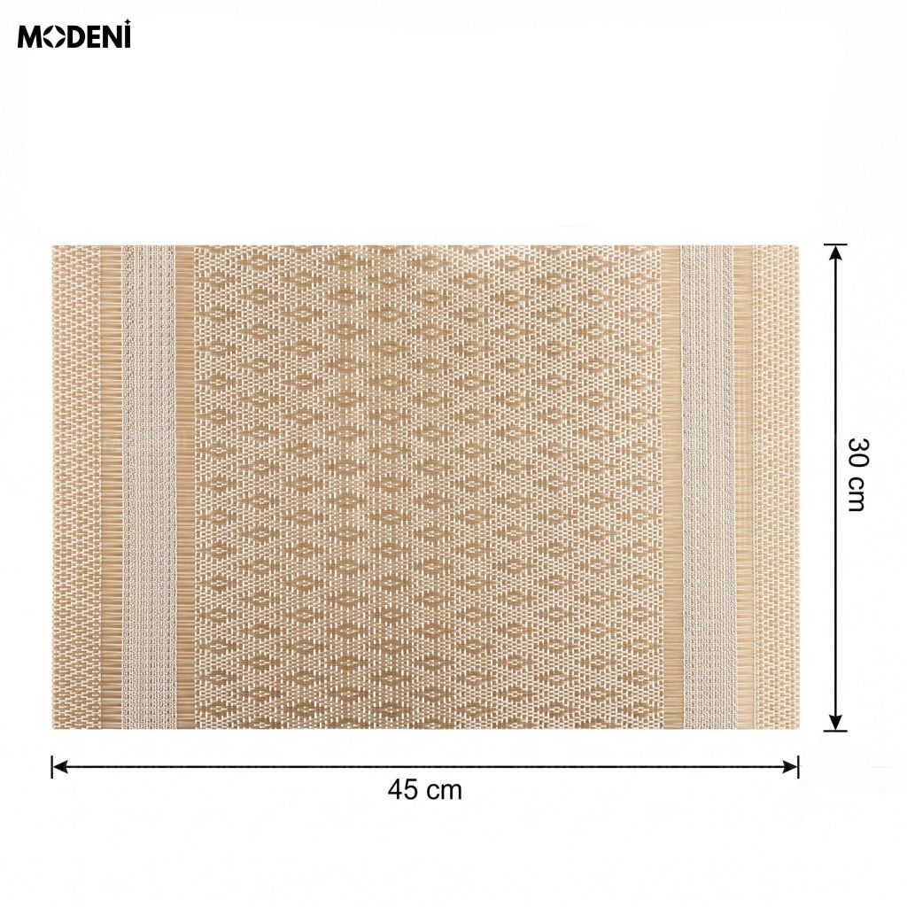 Tấm Lót Bàn Ăn Kado Placemat PVC Màu Gold Họa Tiết Dệt Quả Trám Chống Thấm Nước Decor Bàn Ăn Gia Đình
