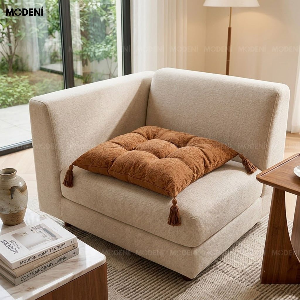 Đệm Ngồi Tasselo Nâu Vải Dệt Nổi Thẩm Mỹ Victorian Dày Dặn Thoáng Khí Cho Ghế Đọc Sách Hiện Đại