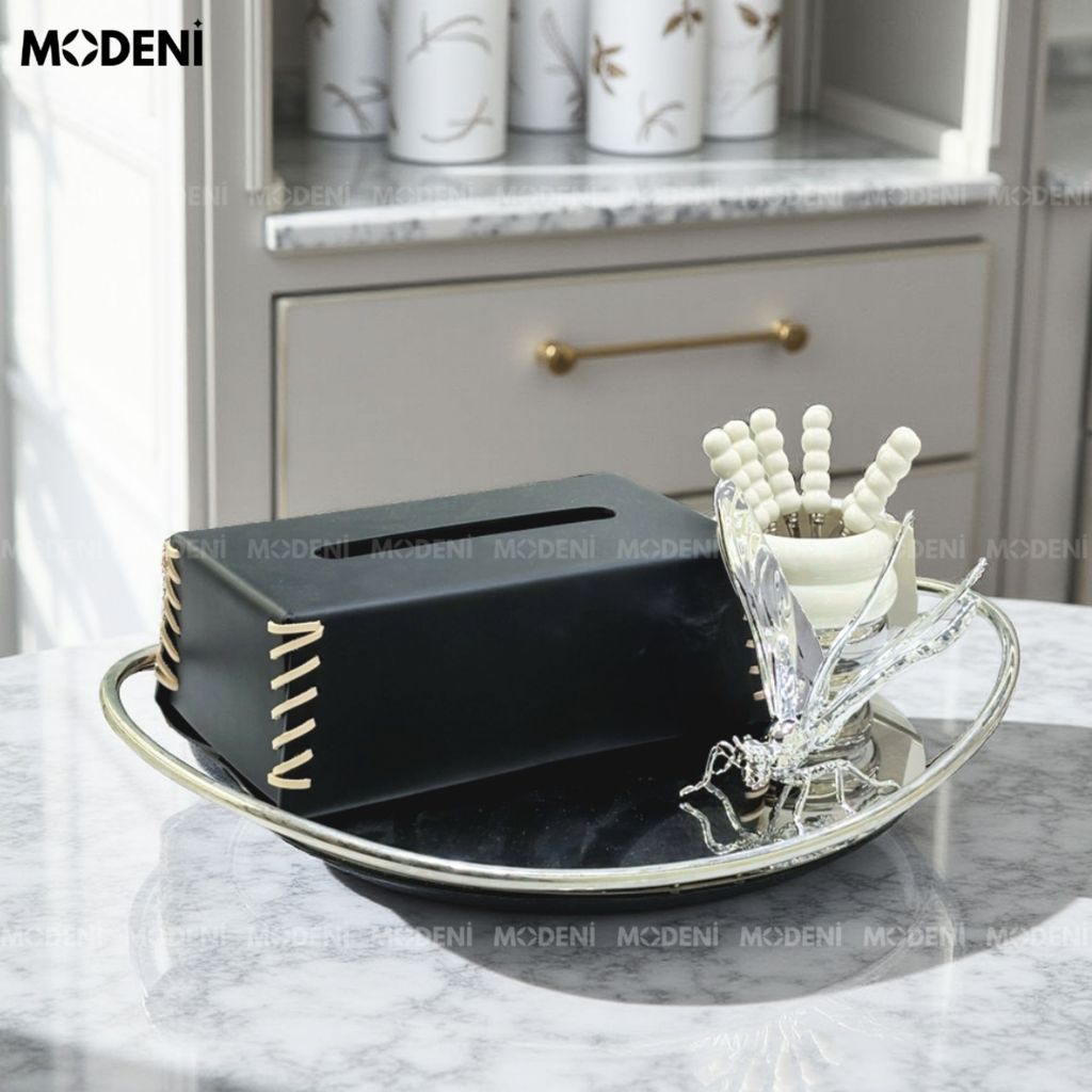 Khay Tessa Tròn Cao Cấp – Thiết Kế Tối Giản Sang Trọng – Chất Liệu Inox Sáng Bóng, Trang Trí Bếp, Bàn Ăn, Phòng Khách