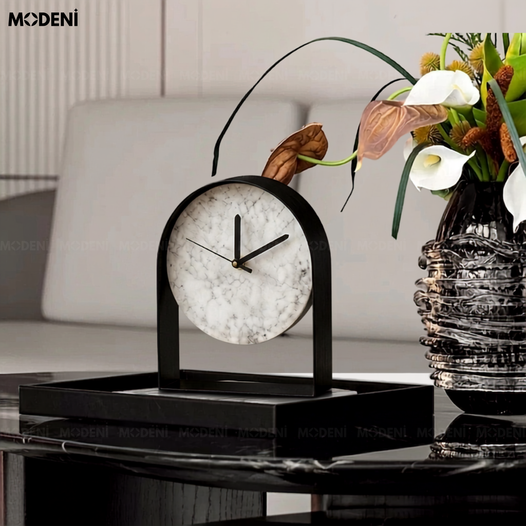 Tượng Arca Đen Đồng Hồ Cao Cấp - Thiết Kế Hình Vòm, Nghệ Thuật Điêu Khắc Thời Gian Đương Đại Đẳng Cấp