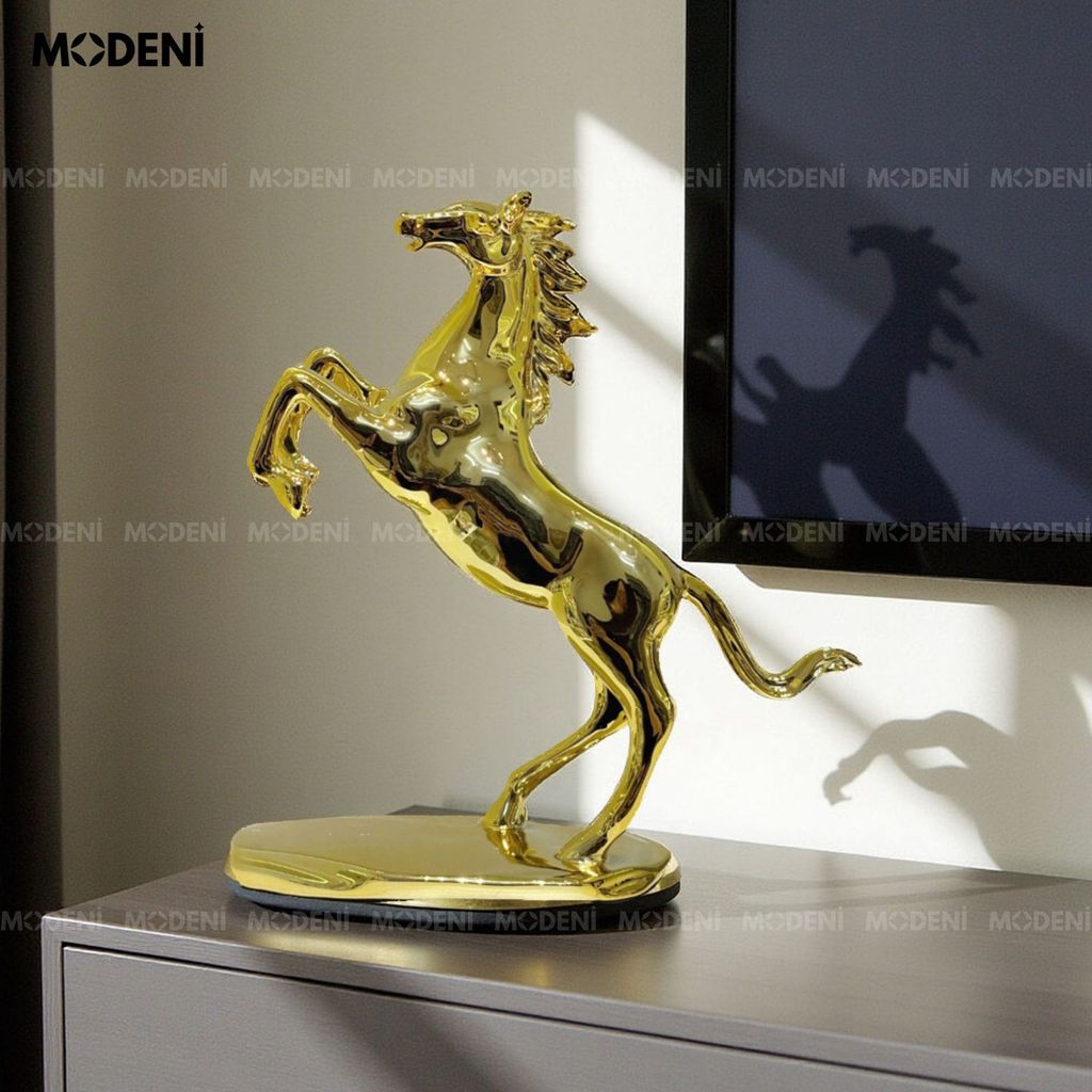 Tượng Trang Trí Ngựa Đứng Valios Gold – Tượng Decor Ngựa Vàng Cao Cấp – Thiết Kế Sang Trọng Tinh Tế – Phù Hợp Decor Kệ Tủ, Bàn Làm Việc, Không Gian Hiện Đại