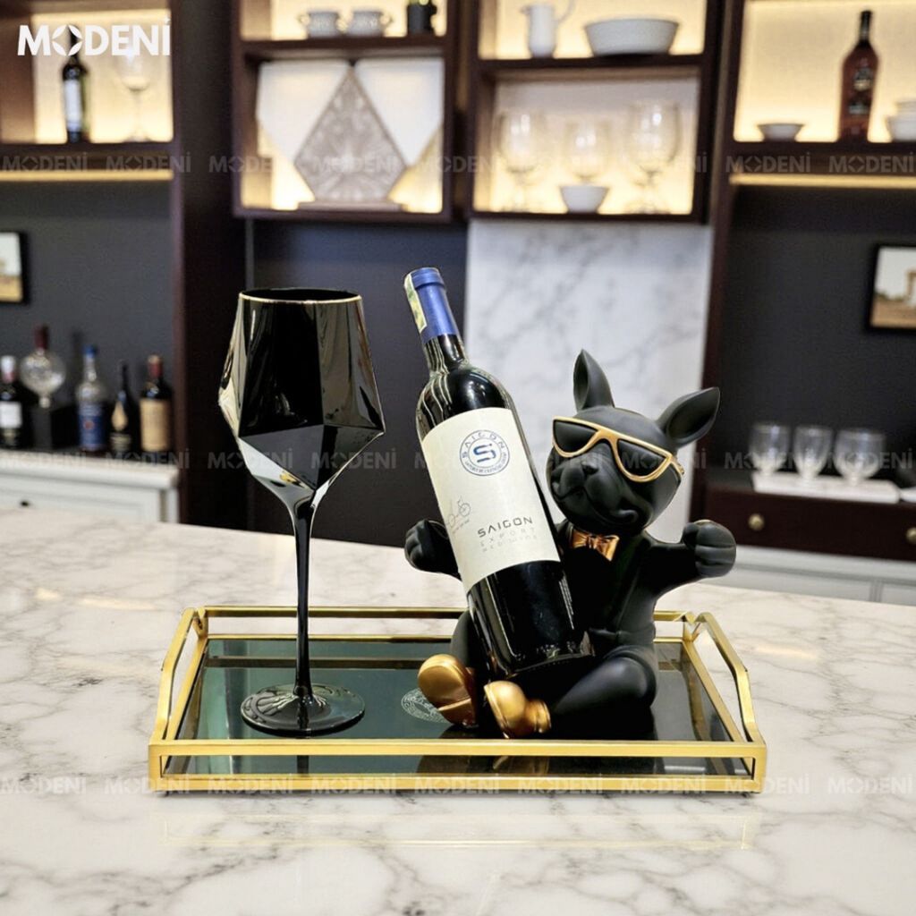 Khay Barocco Chữ Nhật – Decor Luxury Viền Vàng Mặt Gương Đen – Sang Trọng, Tinh Xảo Cho Bàn Console, Bàn Sofa Phong Cách Châu Âu Hiện Đại