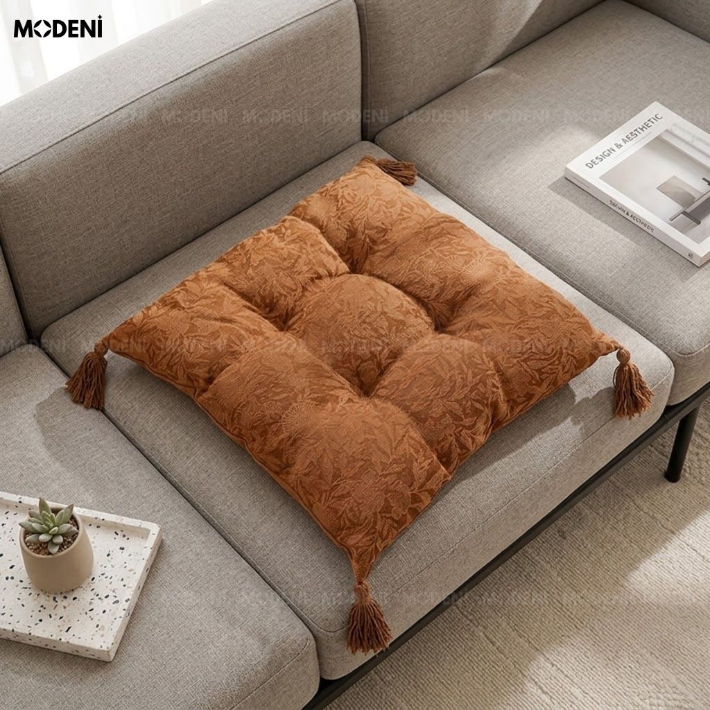 Đệm Ngồi Tasselo Nâu Vải Dệt Nổi Thẩm Mỹ Victorian Dày Dặn Thoáng Khí Cho Ghế Đọc Sách Hiện Đại