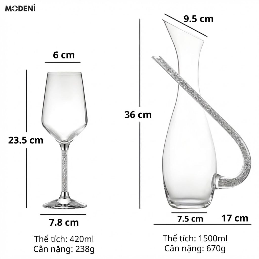 Bộ Bình Ly Rượu The BACKBONE Pha Lê Cao Cấp Quà Tặng Tân Gia Ánh Bạc Sang Trọng Đẳng Cấp