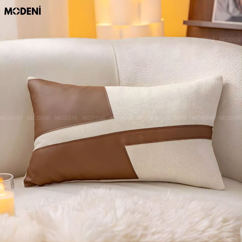 Set Vỏ Gối Sofa Geo Leather Cao Cấp Phong Cách Modern Luxury