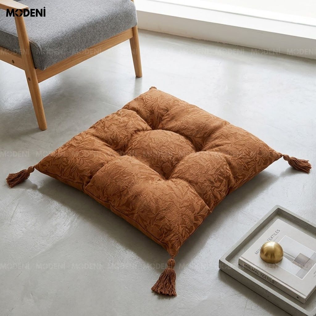 Đệm Ngồi Tasselo Nâu Vải Dệt Nổi Thẩm Mỹ Victorian Dày Dặn Thoáng Khí Cho Ghế Đọc Sách Hiện Đại