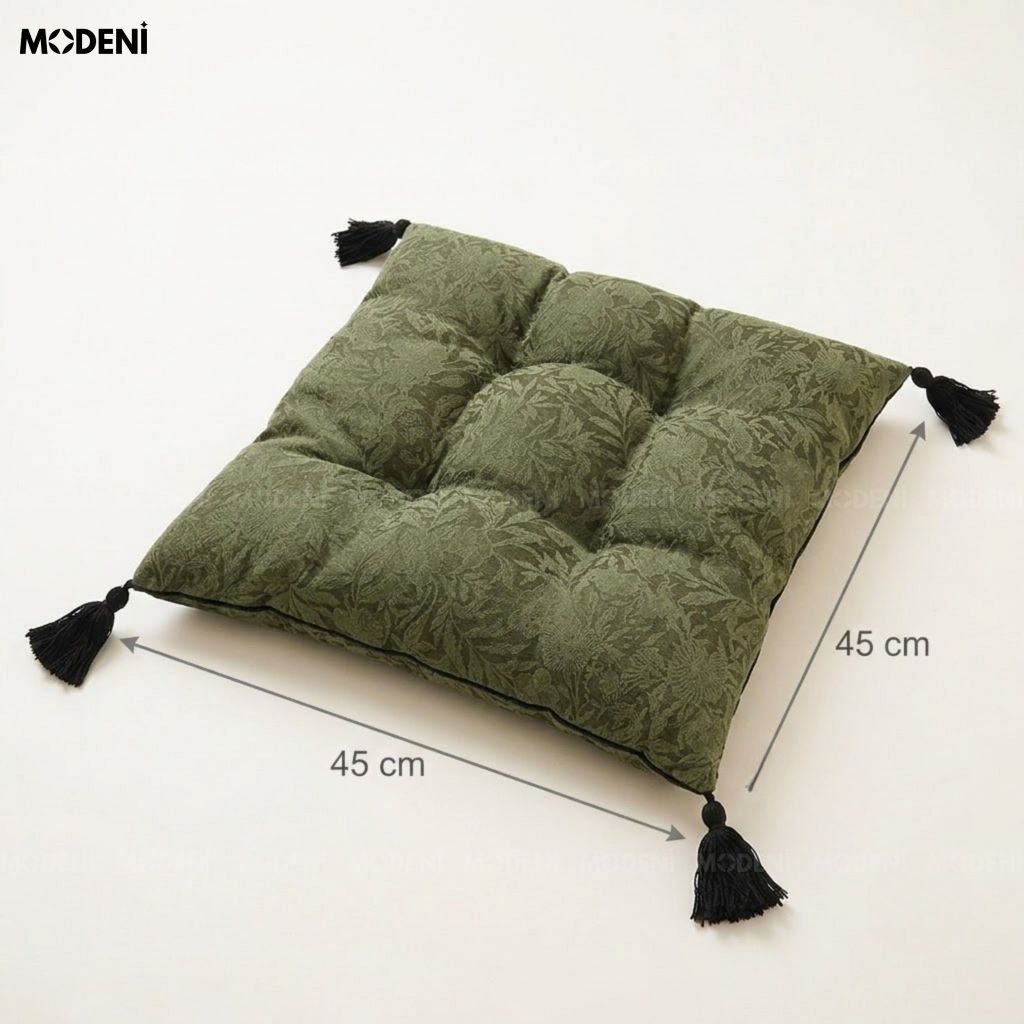 Đệm Ngồi Tasselo Xanh Vải Dệt Nổi Thẩm Mỹ Victorian Dày Dặn Thoáng Khí Cho Ghế Đọc Sách Hiện Đại