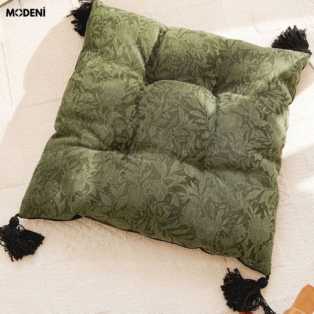 Đệm Ngồi Tasselo Xanh Vải Dệt Nổi Thẩm Mỹ Victorian Dày Dặn Thoáng Khí Cho Ghế Đọc Sách Hiện Đại