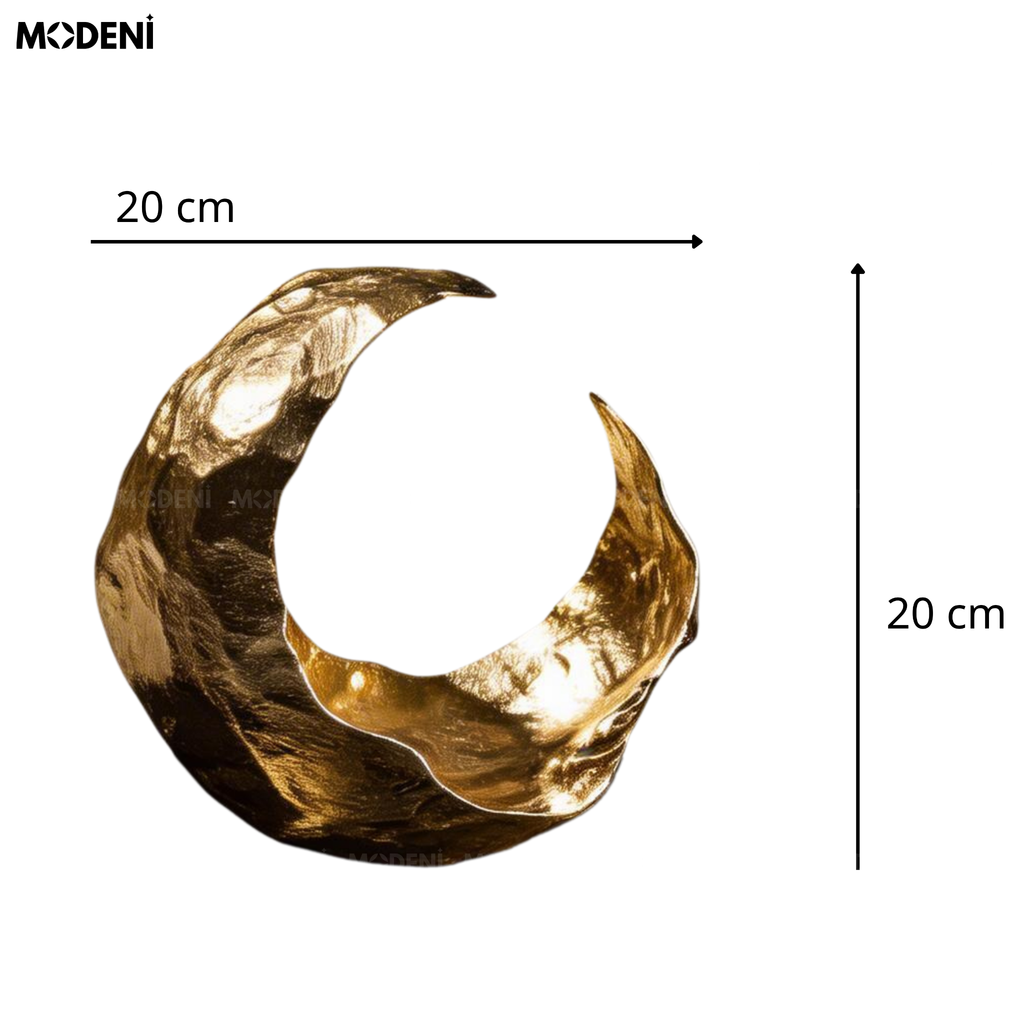 Tượng Trang Trí Crescent Moon Cao Cấp - Thiết Kế Vòng Cung, Tuyệt Tác Dát Vàng Nghệ Thuật Hiện Đại Sang Trọng