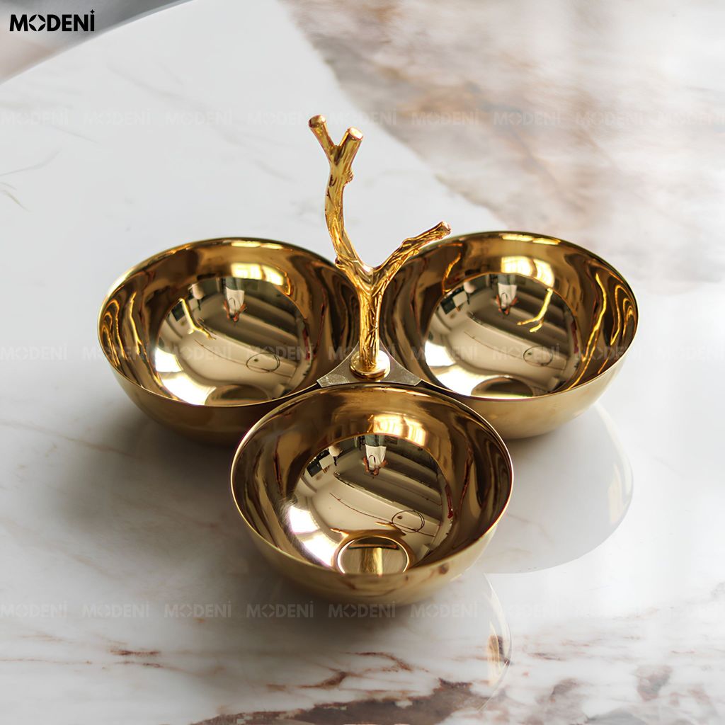 Tô Trái Cây Trang Trí Golden Branch Thép Không Gỉ Mạ Vàng Gold Phong Cách Tân Cổ Điển Luxury