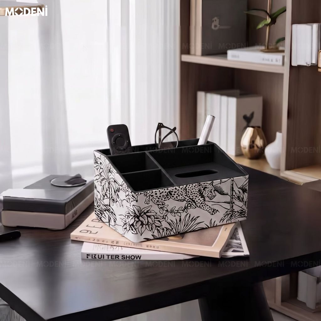 Hộp Khăn Giấy Habitat Bọc Da Cao Cấp Họa Tiết Toile Nghệ Thuật - Vẻ Đẹp Cổ Điển Sang Trọng Cho Phòng Khách Luxury