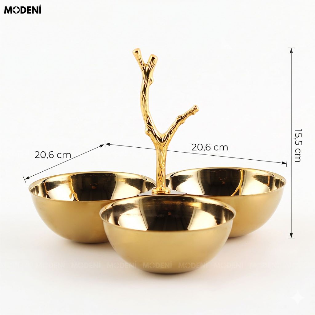 Tô Trái Cây Trang Trí Golden Branch Thép Không Gỉ Mạ Vàng Gold Phong Cách Tân Cổ Điển Luxury