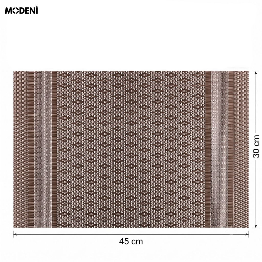 Tấm Lót Bàn Ăn Kado Placemat PVC Màu Nâu Họa Tiết Dệt Quả Trám Chống Thấm Nước Decor Bàn Ăn Gia Đình
