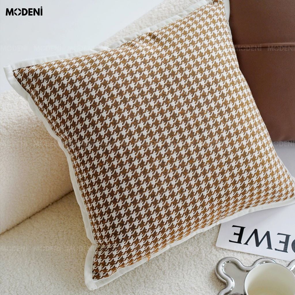 Vỏ Gối Sofa Houndia Vải Dệt Jacquard Họa Tiết Nanh Sói Dệt Kim Sắc Nét Cho Phòng Khách Hiện Đại