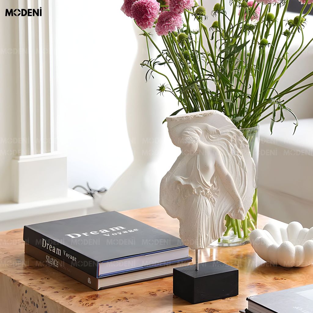 Tượng Trang Trí Sereia Đá Kết Cao Cấp Điểm Nhấn Cho Tủ Kệ Sách Hiện Đại