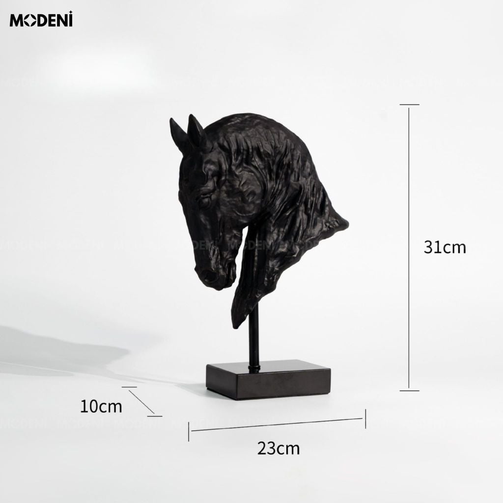 Tượng Đầu Ngựa Corvus Resin Nguyên Khối Phong Cách Modern Luxury Trang Trí Tủ Kệ