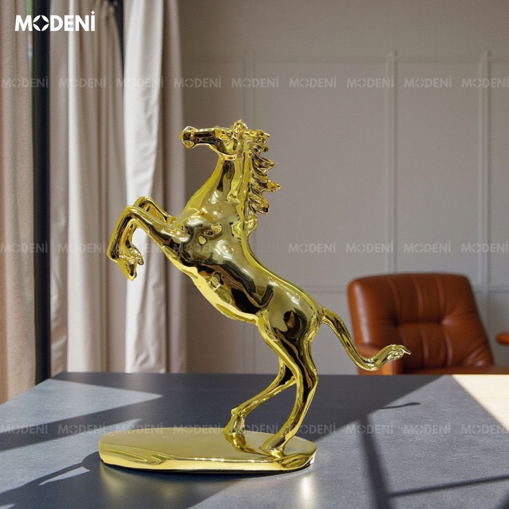 Tượng Trang Trí Ngựa Đứng Valios Gold – Tượng Decor Ngựa Vàng Cao Cấp – Thiết Kế Sang Trọng Tinh Tế – Phù Hợp Decor Kệ Tủ, Bàn Làm Việc, Không Gian Hiện Đại