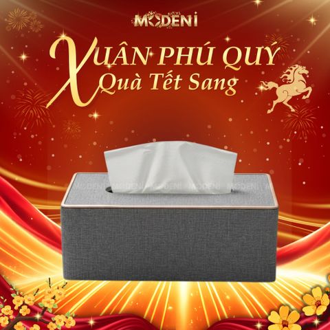  Hộp Khăn Giấy Modeni Xám Tro Vải Lanh Cao Cấp Phối Viền Vàng Hồng Tinh Tế Cho Phòng Ngủ Và Văn Phòng 