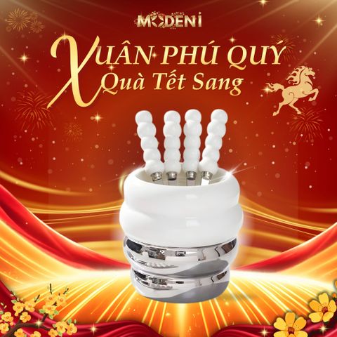  Set Lọ Đựng Nĩa Ciara Trắng Bạc Cao Cấp – Kèm 6 Nĩa Tráng Miệng Nghệ Thuật – Dùng Cho Bàn Tiệc, Decor Sang Trọng 