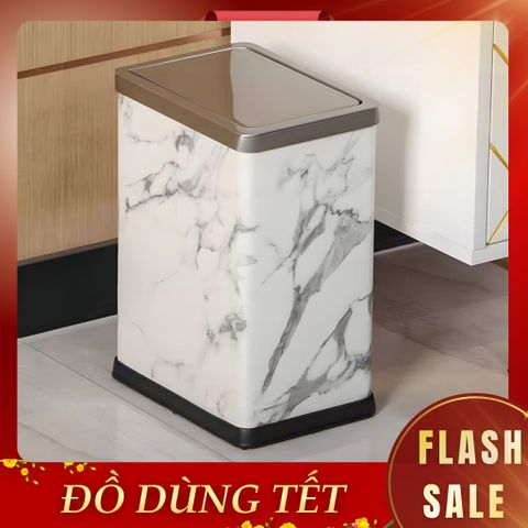  Thùng Rác Carrara Da Cao Cấp Nắp Lật Tự Cân Bằng Họa Tiết Vân Đá Hiện Đại Phù Hợp Cho Không Gian Sinh Hoạt Hiện Đại 