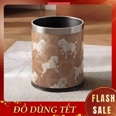  Thùng Rác Derby Da Cao Cấp Viền Kim Loại Ánh Bạc Nghệ Thuật Cho Không Gian Sinh Hoạt Sang Trọng 