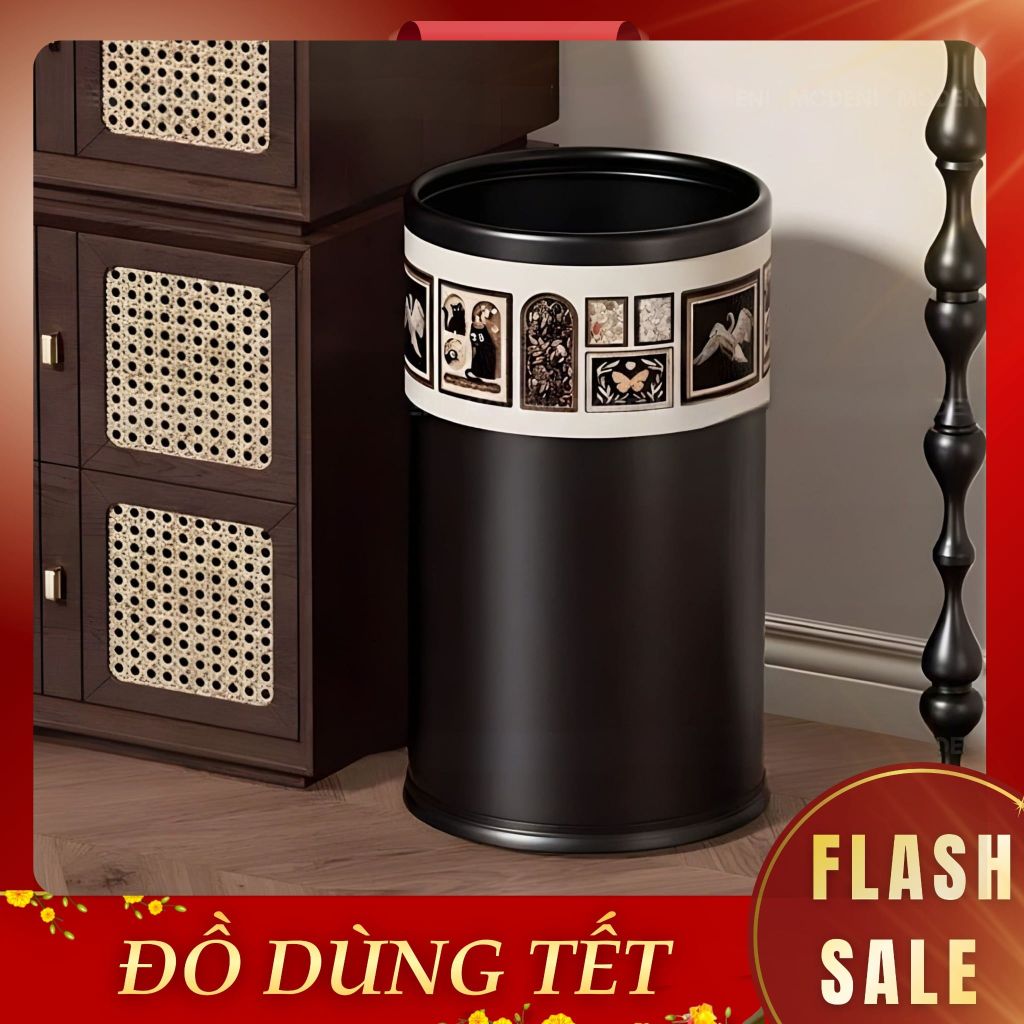 Thùng Rác Vista Da Cao Cấp Không Nắp Họa Tiết Nghệ Thuật Sang Trọng Phù Hợp Cho Không Gian Sống Hiện Đại