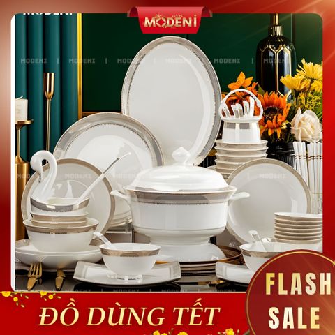  Bộ Chén Đĩa Sharon Sứ Xương Cao Cấp – Viền Bạch Kim Tinh Xảo – Sang Trọng Cho Bàn Ăn Hiện Đại & Tiếp Khách 