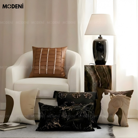  Set Vỏ Gối Sofa The Noir Équestre Cao Cấp Phong Cách Châu Âu Thượng Lưu 