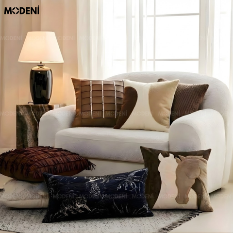  Set Vỏ Gối Sofa The Noir Équestre Cao Cấp Phong Cách Châu Âu Thượng Lưu 