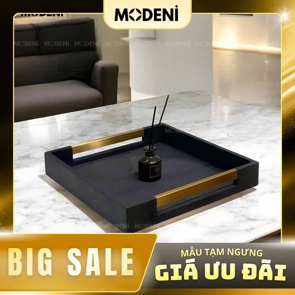 Khay Da Nova – Khay Decor Cao Cấp Sang Trọng – Tay Cầm Mạ Vàng Đẳng Cấp – Phù Hợp Trang Trí Bàn Sofa, Console, Phòng Khách Hiện Đại