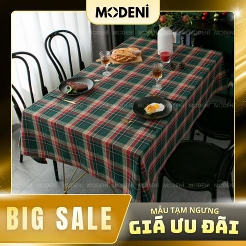  Khăn Trải Bàn Caro Retro Xanh Cao Cấp – Vải Dày Chống Nhăn – Tăng Vibe Ấm Cúng Cho Tiệc Tối, Noel, Decor Quán Café 