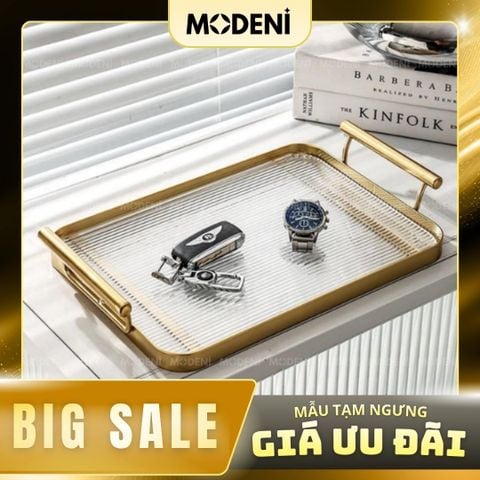  Khay Oriana Gold – Khay Decor Bắc Âu Sang Trọng – Tay Cầm Vàng Tinh Tế, Đựng Bánh Kẹo, Đồ Uống 