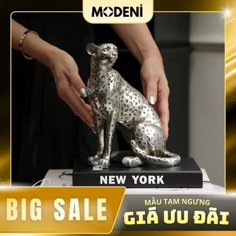  Tượng Báo Velta Decor Hiện Đại Cao Cấp – Hợp Kim Ánh Bạc – Điểm Nhấn Wild Luxury Cho Bàn Làm Việc & Kệ Trưng Bày 