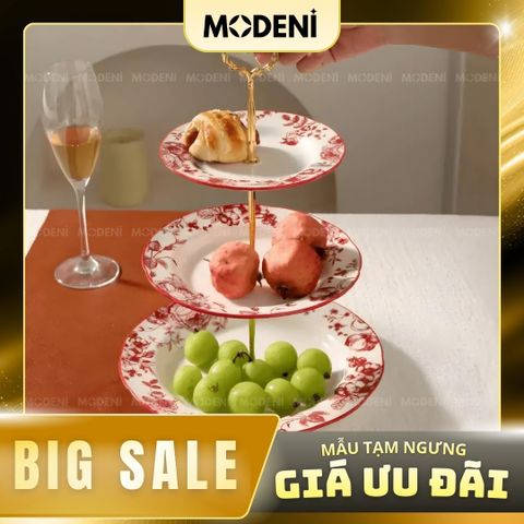  Khay Lyra 3 Tầng Sứ Cao Cấp – Hoạ Tiết Châu Âu Tinh Xảo, Đựng Bánh Trái – Trang Trí Tiệc Trà & Bàn Ăn Sang Trọng 