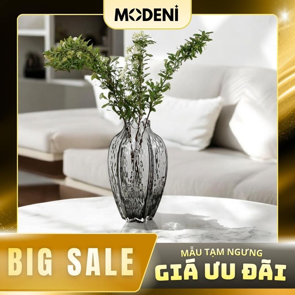 Bình Hoa Thủy Tinh Otis Cao Cấp – Gợn Sóng Nghệ Thuật – Decor Phong Cách Hiện Đại Tối Giản Cho Bàn Console, Kệ Tủ