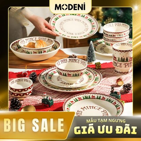  Bộ Tô Chén Đĩa Carol Cho Dịp Giáng Sinh Sứ Tráng Men Cao Cấp 