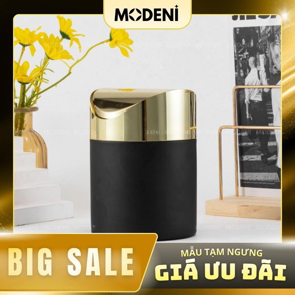Thùng Rác Mini Để Bàn Faye – Thùng rác mini sang trọng – Nắp lật mạ vàng tiện dụng – Kích thước nhỏ gọn 16.8 x 12 cm phù hợp góc bàn hiện đại