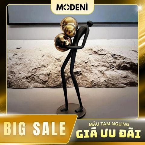  Tượng Trang Trí Oriem Nghệ Thuật Trừu Tượng – Hình Người Cầm Quả Cầu – Decor Bàn Hiện Đại Sang Trọng 