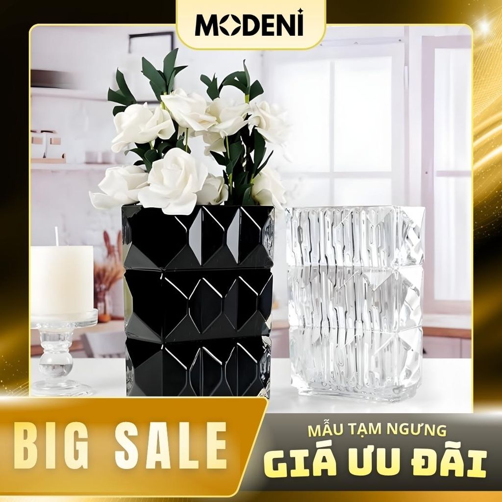 Bình Hoa Thủy Tinh Tango Màu Đen Trang Trí Sang Trọng Phong Cách Hiện Đại Châu Âu