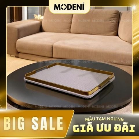  Khay Chữ Nhật Elme Xám – Khay Decor Sang Trọng Cao Cấp – Tay Cầm Mạ Vàng, Bề Mặt Vải Dệt Xám Lịch Lãm – Phù Hợp Trang Trí Bàn Sofa, Bàn Ăn, Bếp, Phòng Khách Hiện Đại 