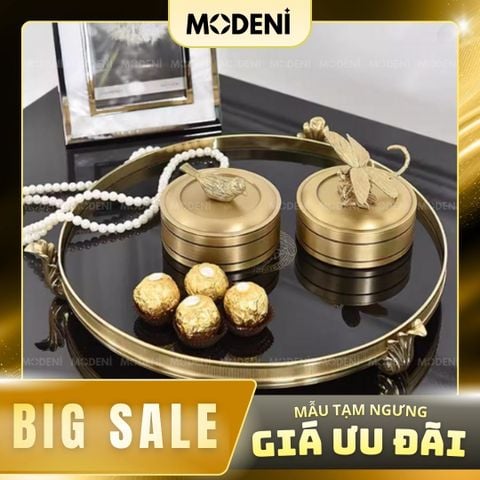  Khay Hình Tròn V Luxury Neo Trang Trí Cao Cấp Màu Đen Viền Vàng Sang Trọng Phong Cách Châu Âu Hiện Đại 