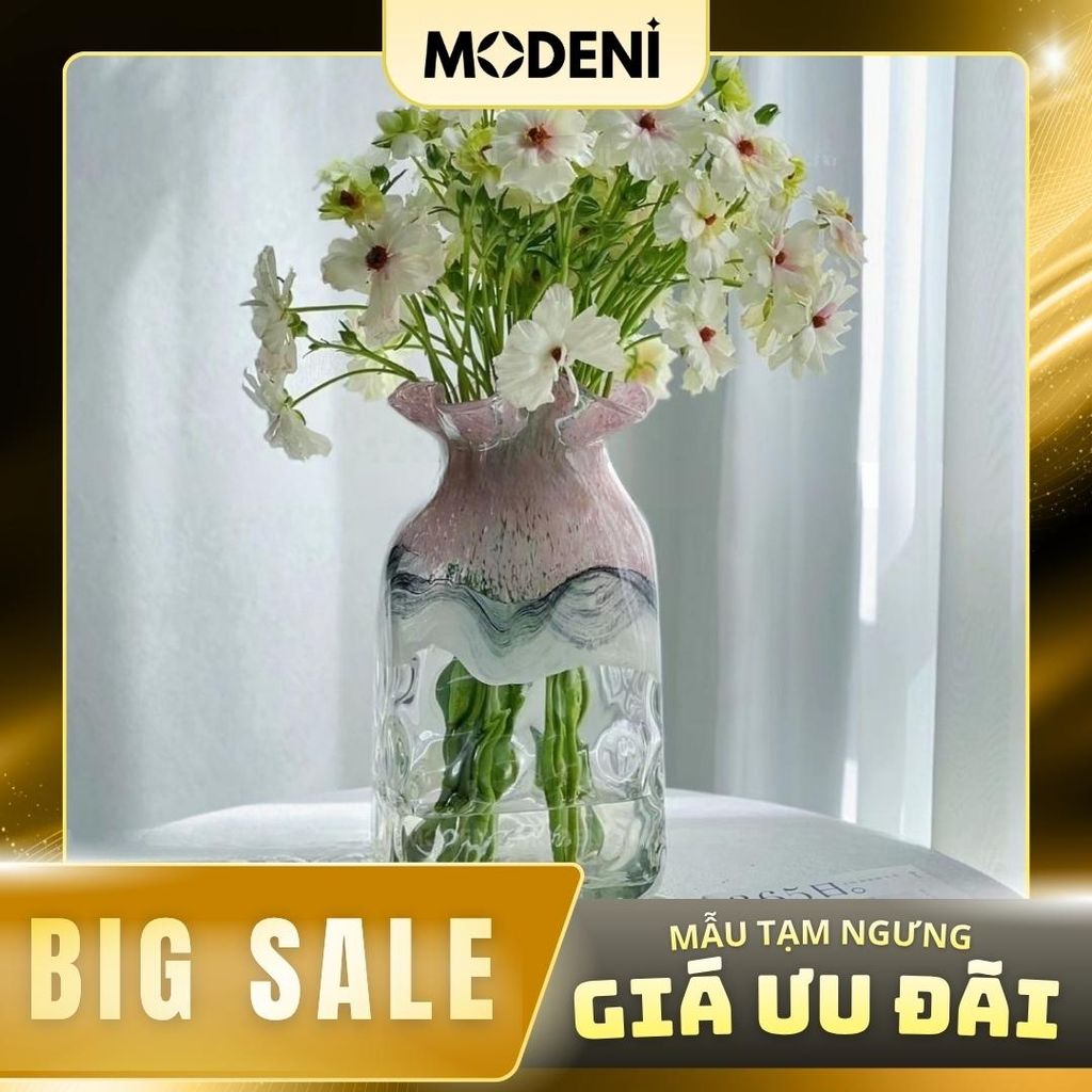 Bình Hoa Thủy Tinh Jason Loang Màu Nghệ Thuật – Thiết Kế Dáng Vuông Hiện Đại – Decor Bàn Console, Bàn Sofa Sang Trọng