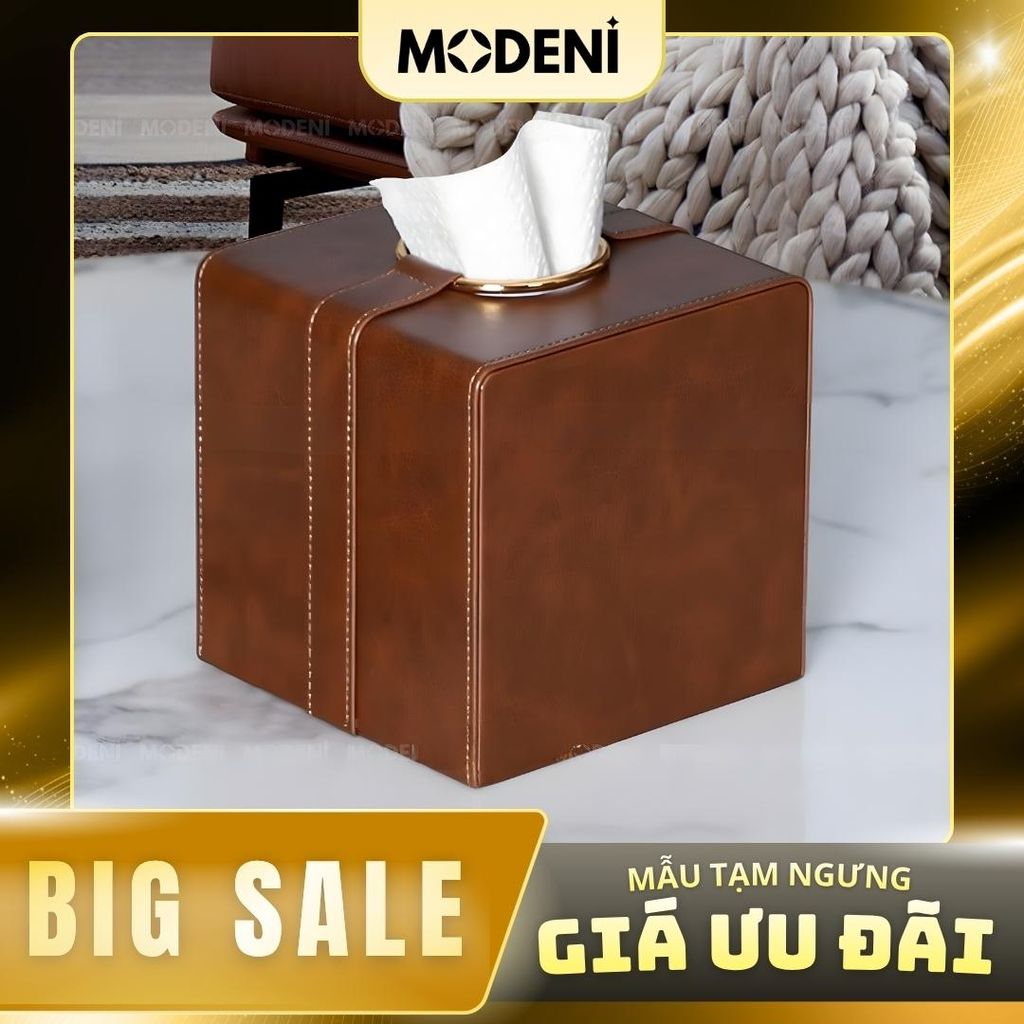 Hộp khăn giấy Carla Luxe da PU giả cổ cao cấp Vintage hiện đại thanh lịch cho bàn ăn và văn phòng