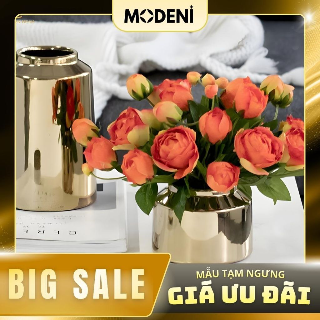 Bình Hoa Gốm Sứ Mạ Vàng Celine Nhỏ